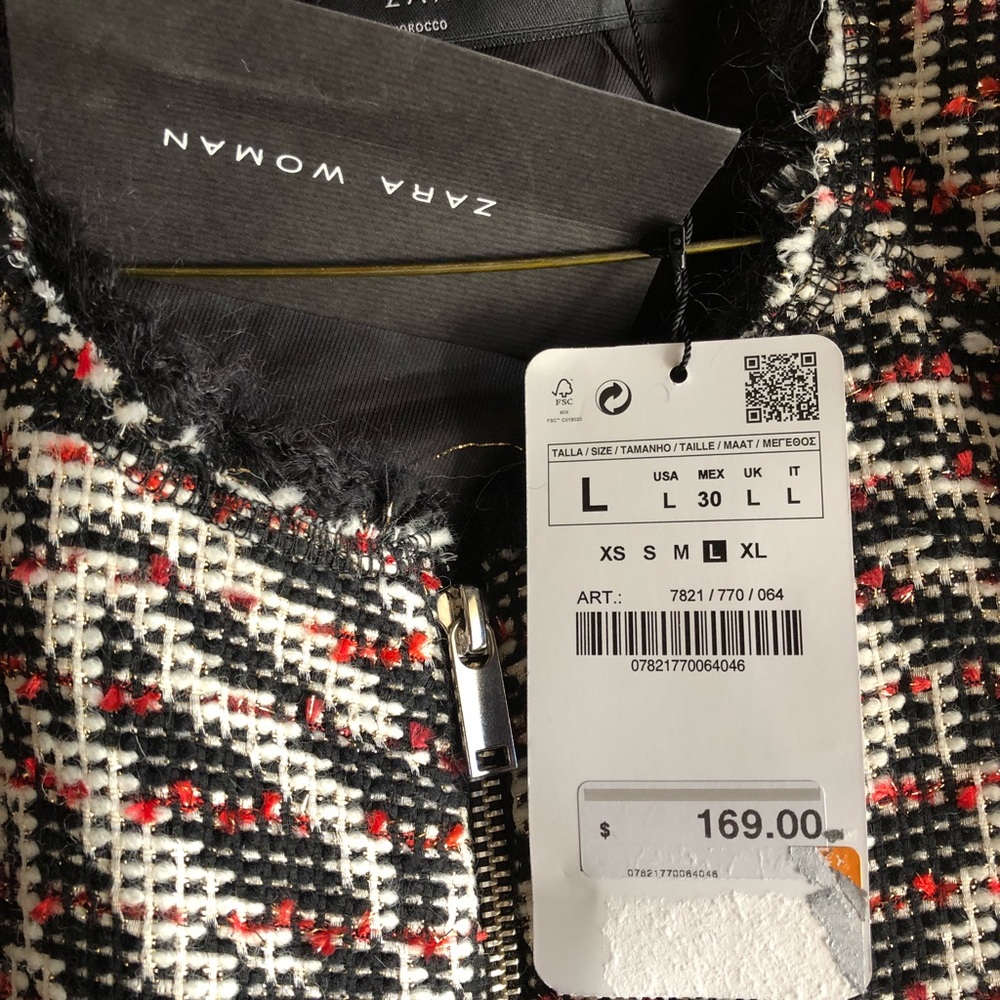🔴❄️ZARA WOMAN BLACK TWEED JACKET NE SIZE XL/L🔴 - Picture 6 of 7